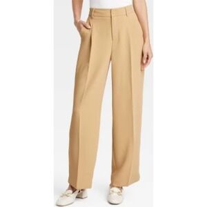 A New Day Wide Leg Dress Pants Career Casual Pleated Front Khaki 12 Short NWT‎